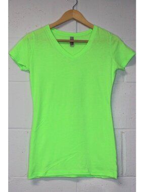 Bright Neon Green V-Neck T-Shirt - Women's 2XL